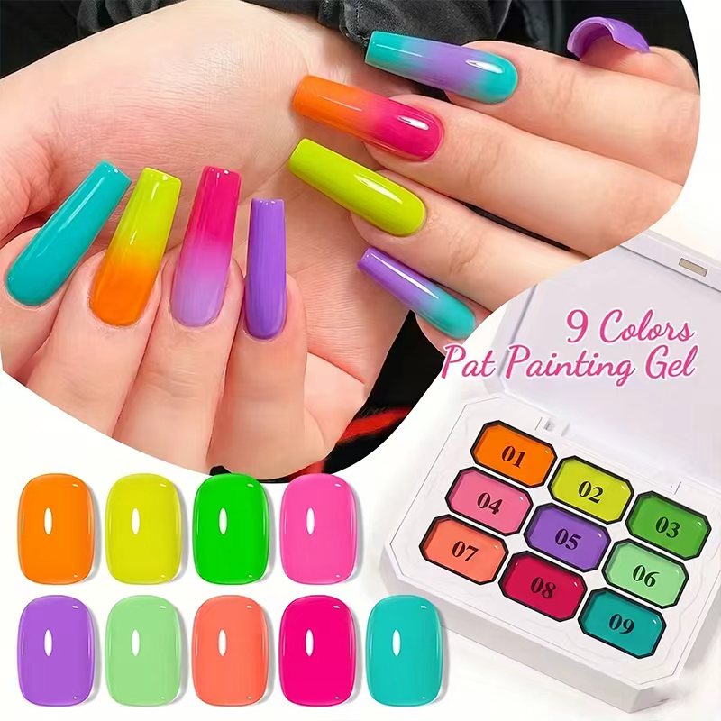 Nail Art Rainbow - Yazlık Dokuz Kare Neon Tırnak Jeli