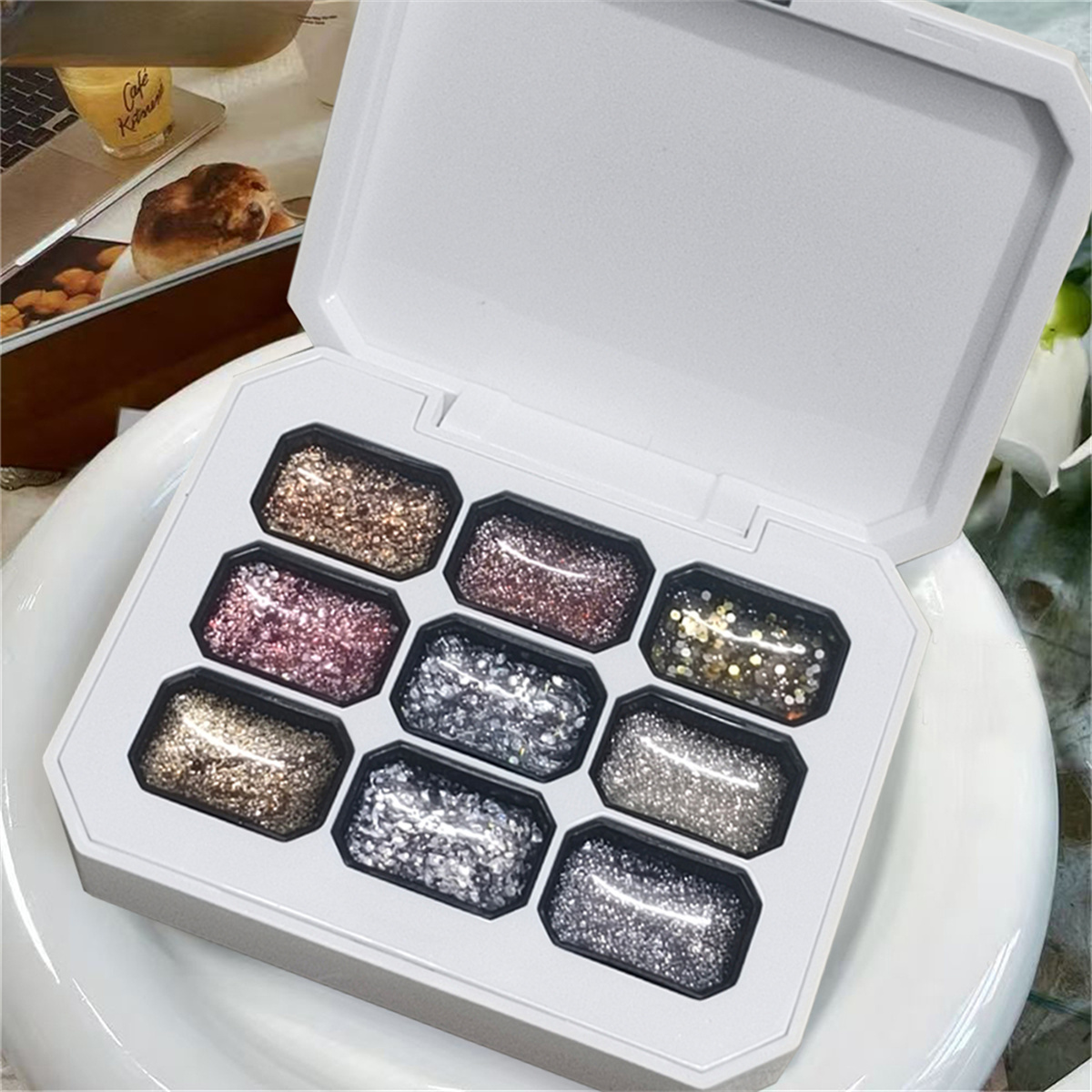 Nail Art Halal - 1 adet 9 Renk Starburst Glitter