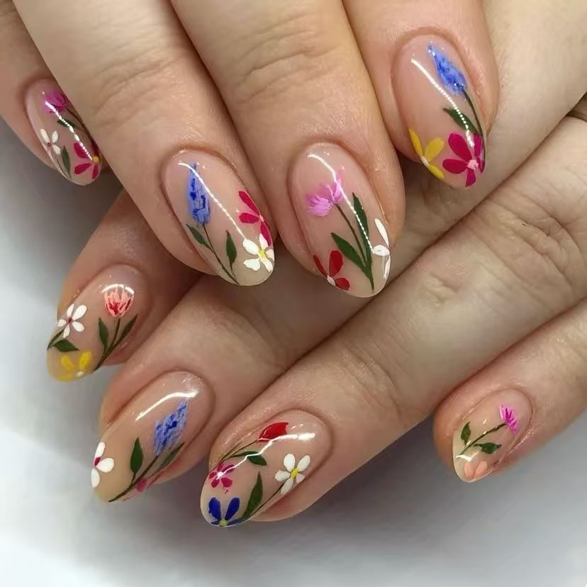 Nail Art Oval - 24 Adet Basit Badem Çivi İpuçları