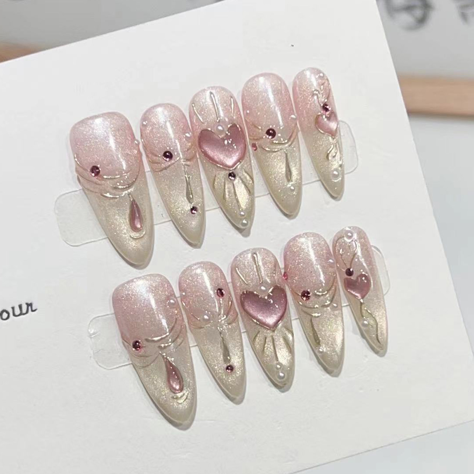 Nail Art Wedding - 10 adet badem parlak tırnaklar üzerinde