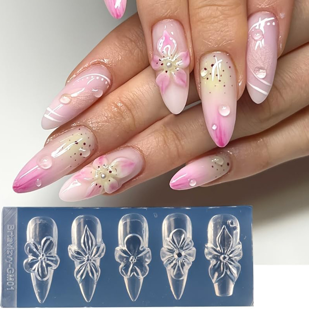 Nail Art Elegant - Çiçek Desenli 3D Tırnak Sanatı Silikon