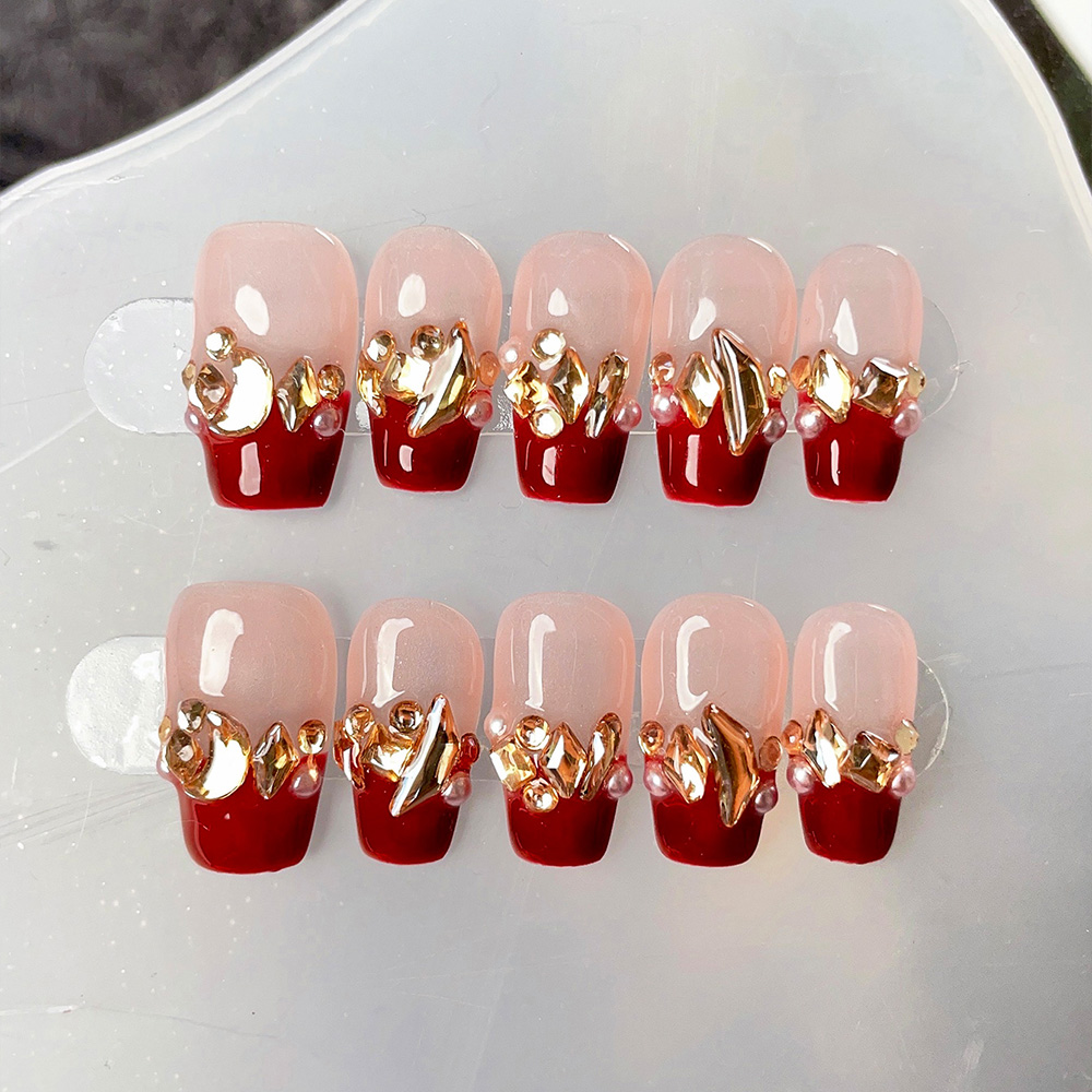 Nail Art Elegant - 10 adet Kısa Trapez El Yapımı