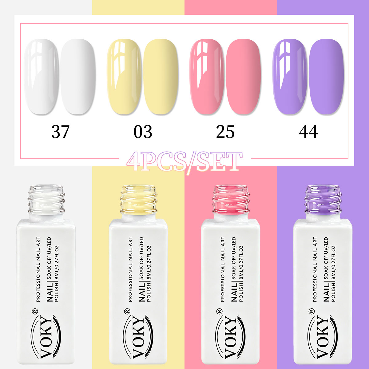 Nail Art Elegant - VOKY 4 parçalı makaron şık düz