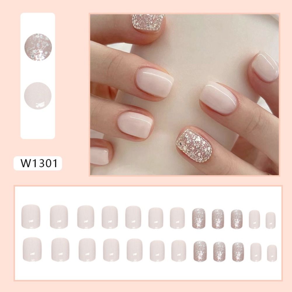 Kısa kare fransız sahte tırnak - Nail Art Full Design incelemesi ve fiyatı