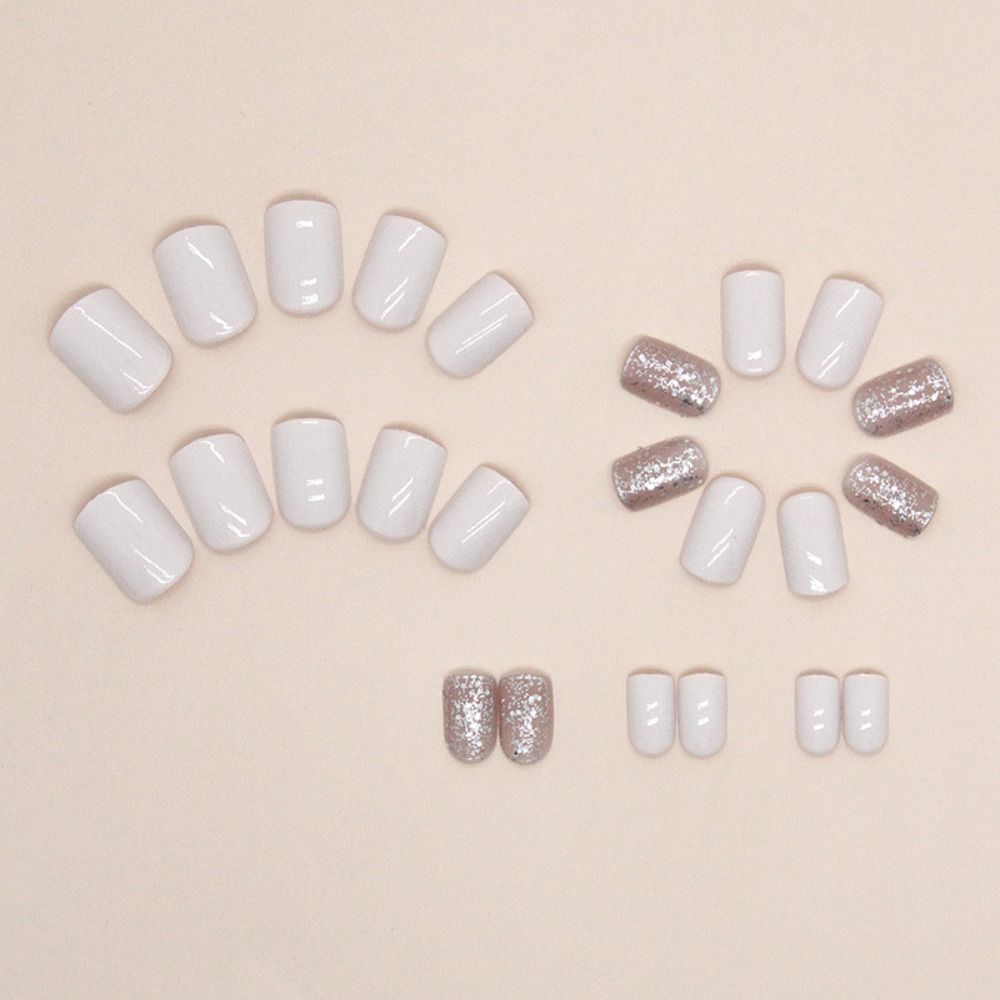 Kısa kare fransız sahte tırnak - Nail Art Full Design incelemesi ve fiyatı