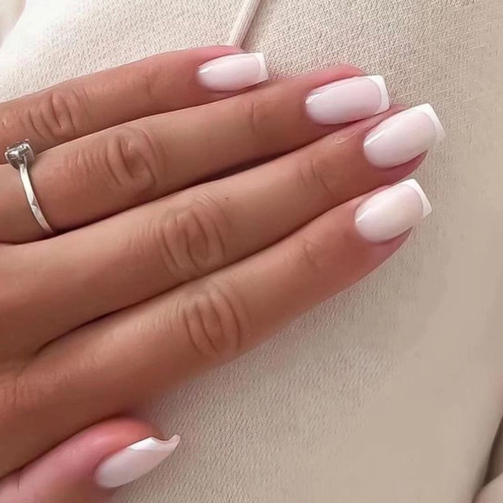 Kısa kare fransız sahte tırnak - Nail Art Full Design incelemesi ve fiyatı